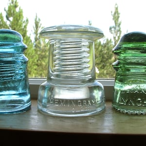 clear glass CD 175, Push Pin Insulator, unusual HEMINGRAY-25, HEMINGRAY Glass Company, door knob style, power line