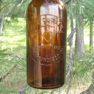 Pre-Pro J F CUTTER old BOURBON liquor bottle, Antique Western WHISKEY Bottle, San Francisco amber whiskey, Wild West bottle