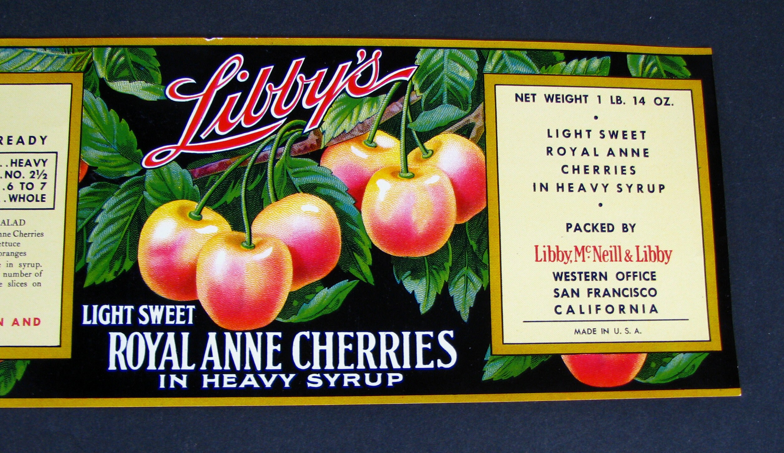 Vintage 1940 Old LIBBY'S Deluxe Royal Anne CHERRIES Can ...