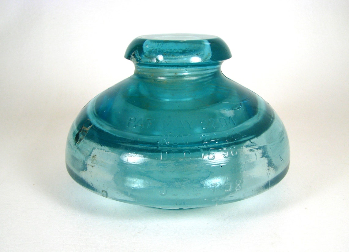 Neat 1890's FRED LOCKE Victor NY glass insulator Flat Etsy