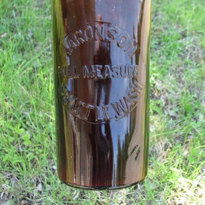 Pre-Pro J. ARONSON amber old  liquor bottle, Antique SEATTLE WASHINGTON amber whiskey, Wild West, Western bottle, Basement Bar Decor