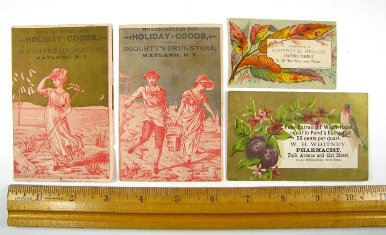 Antique Druggist Tradecards, ca 1880s, Old Drugstore, Pharmacy Advertising image 7