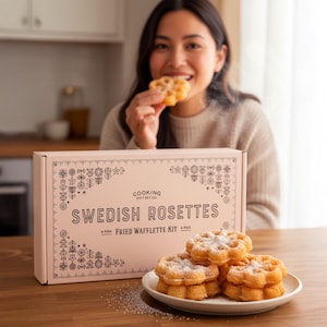 Swedish Rosettes Kit: Scandinavian Waffle Cookie Maker, Baking Gifts for Her