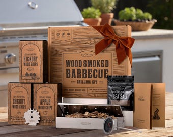 Grill Master Gift for Men: Wood Smoked BBQ Kit, Meat Smoker Gift