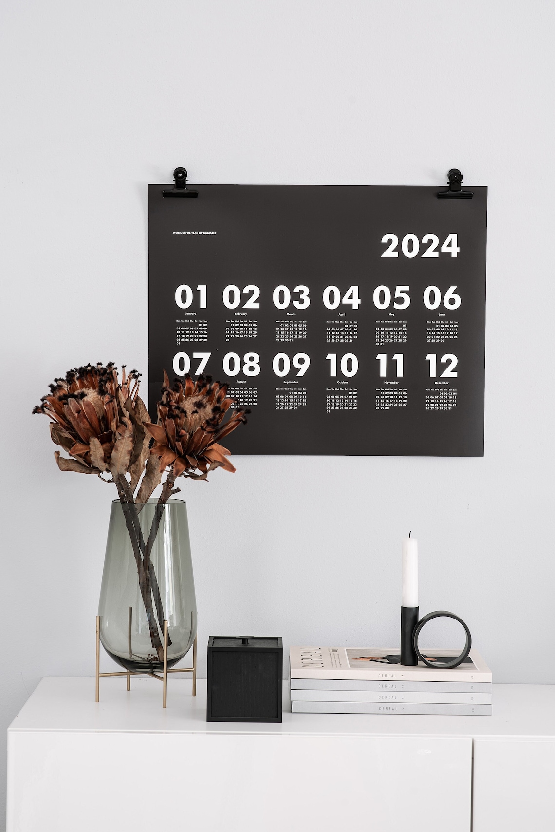 Minimalist Black Wall Calendar 2025 by Kajastef horizontal Etsy