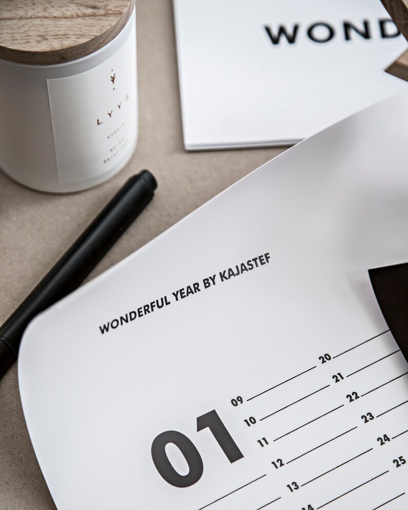 Minimalist Wall Calendar 2025 by Kajastef With Notes vertical Etsy