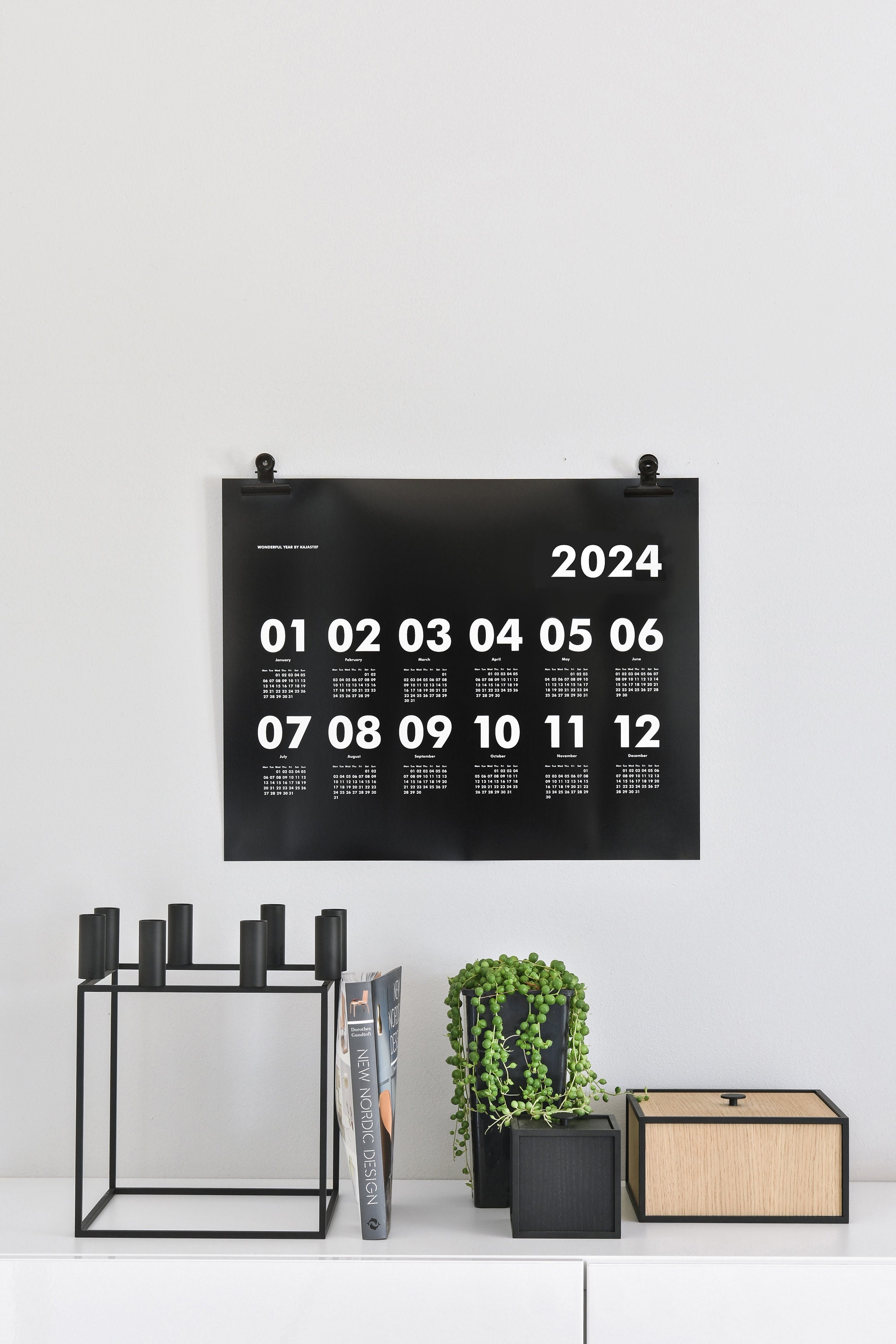 Minimalist Black Wall Calendar 2025 by Kajastef horizontal Etsy