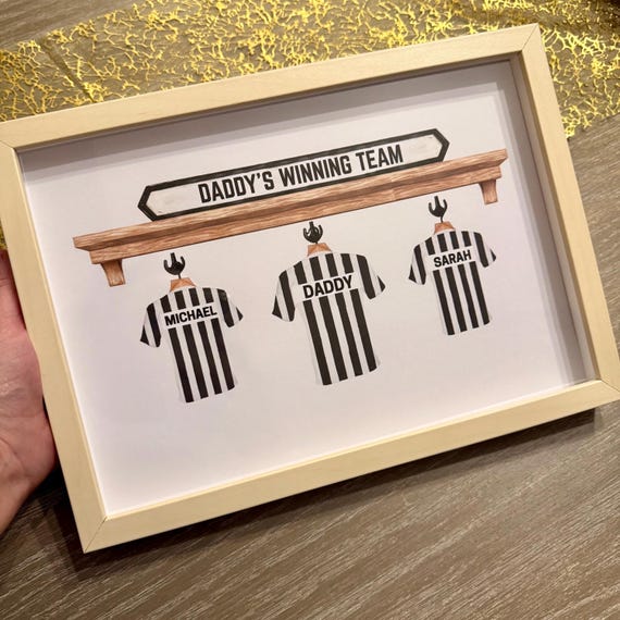 Personalised Football Shirt Frame – Newcastle United Fan Gift – Custom Family Football Print