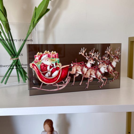 Christmas Candle Holder - Reindeer Mirrored Infinity Tealight Holder 24cm x 12cm