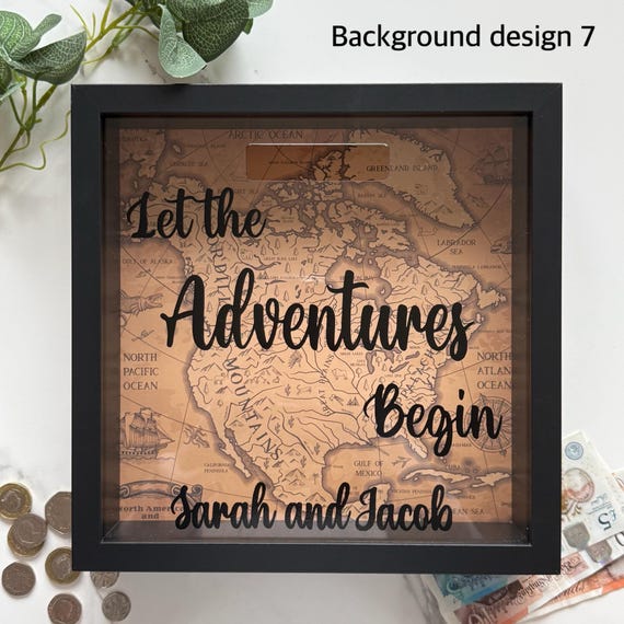 Personalised Adventure Fund Money Box Frame - Travel Savings Gift