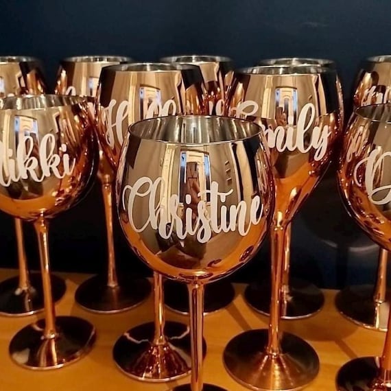 Rose Gold Wine Glass or Gin Glass – Elegant Metallic Glassware Gift