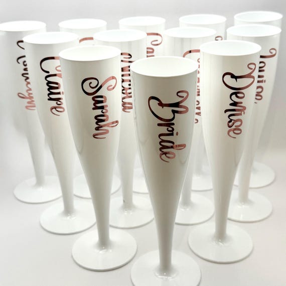 Personalised Plastic Champagne Flute - Bridal Party Gift