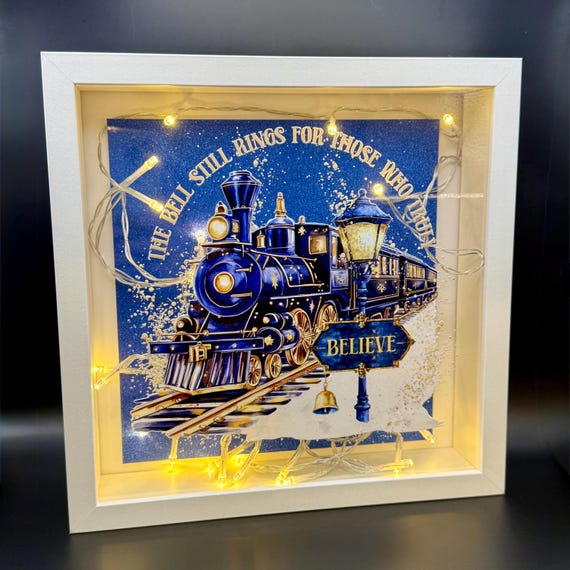 Light Up Christmas Frame | Believe Train Decoration | Festive Christmas Decor