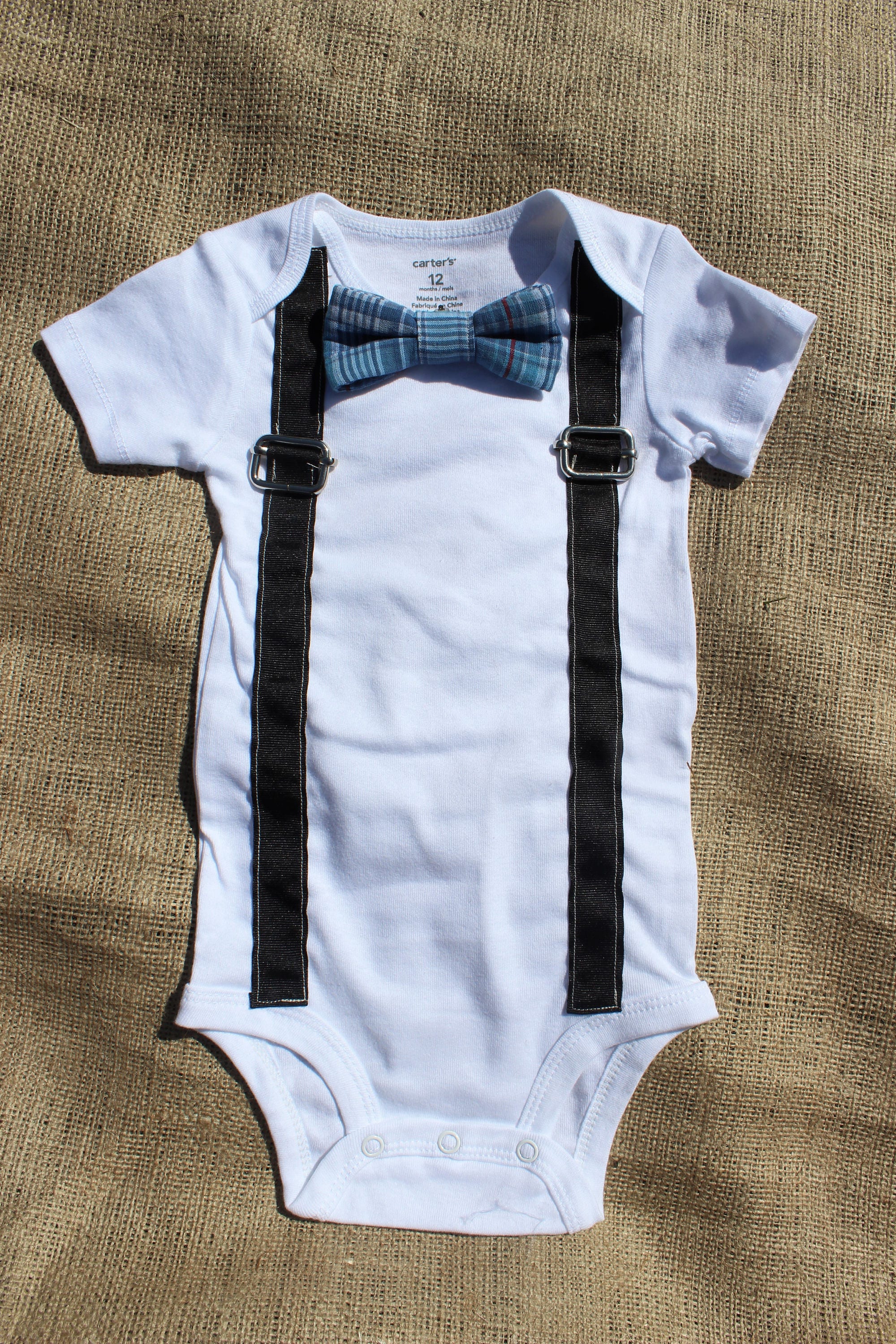 12 mo Baby Boy Onesie / Suspender Onesie /Baby Outfit / Suit Etsy