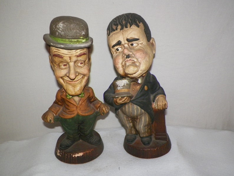 Vintage Laurel And Hardy Chalkware Figurines Statue | Etsy