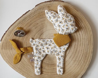 Bertille soft toy deer pacifier clip, birth gift, soft toy, plush toy, baby