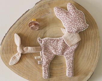 Bertille doe comforter with pacifier attachment, birth gift, comforter, plush toy, baby