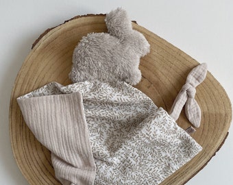 Billie comforter with its little rabbit and pacifier clip, soft toy, flat comforter, baby, baby, birth gift, comforter