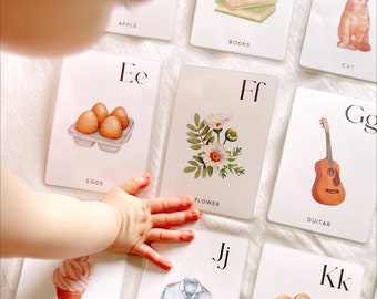 Educational Alphabet Flashcards | ABC Montessori Flashcards, Homeschool Resources, Nature Alphabet, Alphabet Flashcards for Nursery Decor