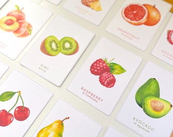 Printable Fruit Flash Cards | Montessori Cards, Homeschool Resources, Visual Grocery List Cards, Preschool Toddler Gifts, Nursery Decor