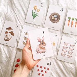 Watercolor Nature Number Cards 1-10 | Montessori Number Flashcards, Pre-school Resources