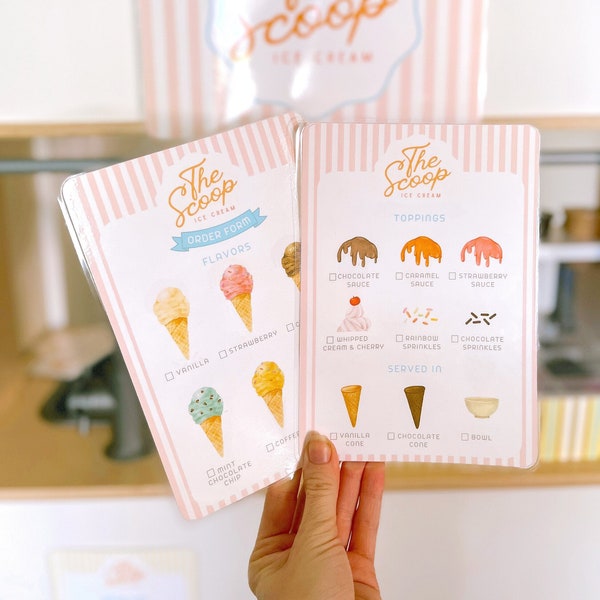 Ice Cream Dramatic Play Set PRINTABLE | Ice Cream Parlor Role Play Set, Preschool Homeschool Activities, Dramatic Play Center activities