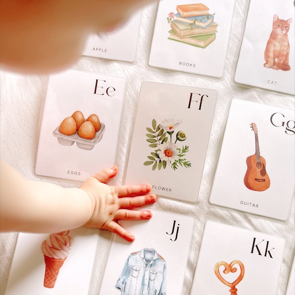 Educational Alphabet Flashcards | ABC Montessori Flashcards, Homeschool Resources, Nature Alphabet, Alphabet Flashcards for Nursery Decor