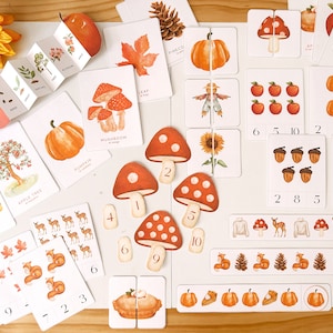 Unidad de estudio de otoño imprimible para niños pequeños / Imprimible bilingüe, Estudio de la naturaleza otoñal, Actividades preescolares de otoño, Estudio del ciclo de vida de la manzana