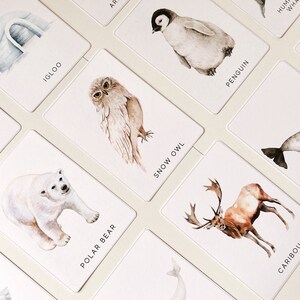 Cartões de animais da floresta ártica para impressão | Cartões de correspondência Toobs, cartões Montessori Flash, presente de Natal para crianças | DOWNLOAD INSTANTÂNEO
