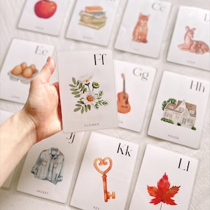 Utskrivbara alfabetskort | Montessorikort, hemundervisningsresurser, naturalfabetet, alfabetsinlärning för förskola, påskkorgpresent för småbarn bild 3