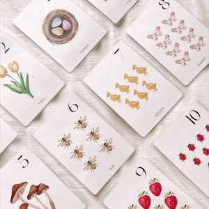 Tarjetas imprimibles de acuarela con números del 1 al 10 / Imprimibles para preescolar, recursos para la educación en casa, tarjetas Montessori, regalos de Pascua para niños pequeños