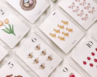 Printable Watercolor Nature Number Cards 1-10 | Preschool Printables, Homeschool Resources, Montessori Flashcards, Toddler Easter Gifts