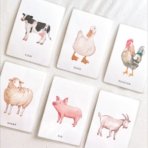 Farm Animal Cards | Toobs Matching Cards, Montessori Flash Cards, Pre-School Cards