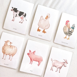 Farm Animal Cards | Toobs Matching Cards, Montessori Flash Cards, Pre-School Cards