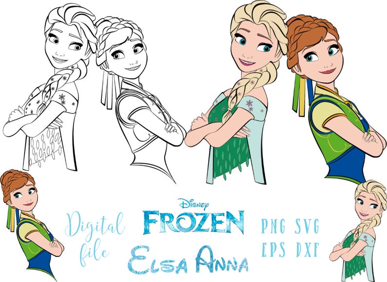 Elsa and Anna Frozen SVG vector file Frozen clipart. Instant | Etsy