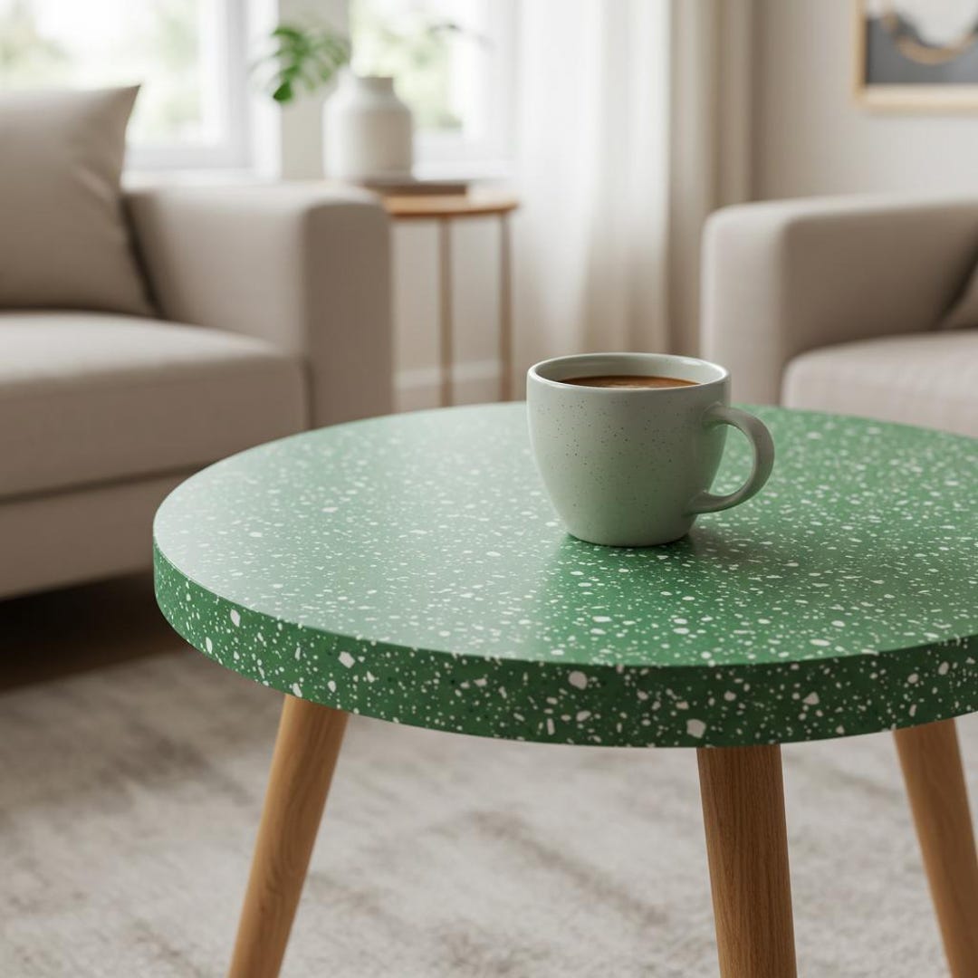 Handmade Jesmonite Terrazzo Coffee Table. Modern Side Table. 30cm Round ...