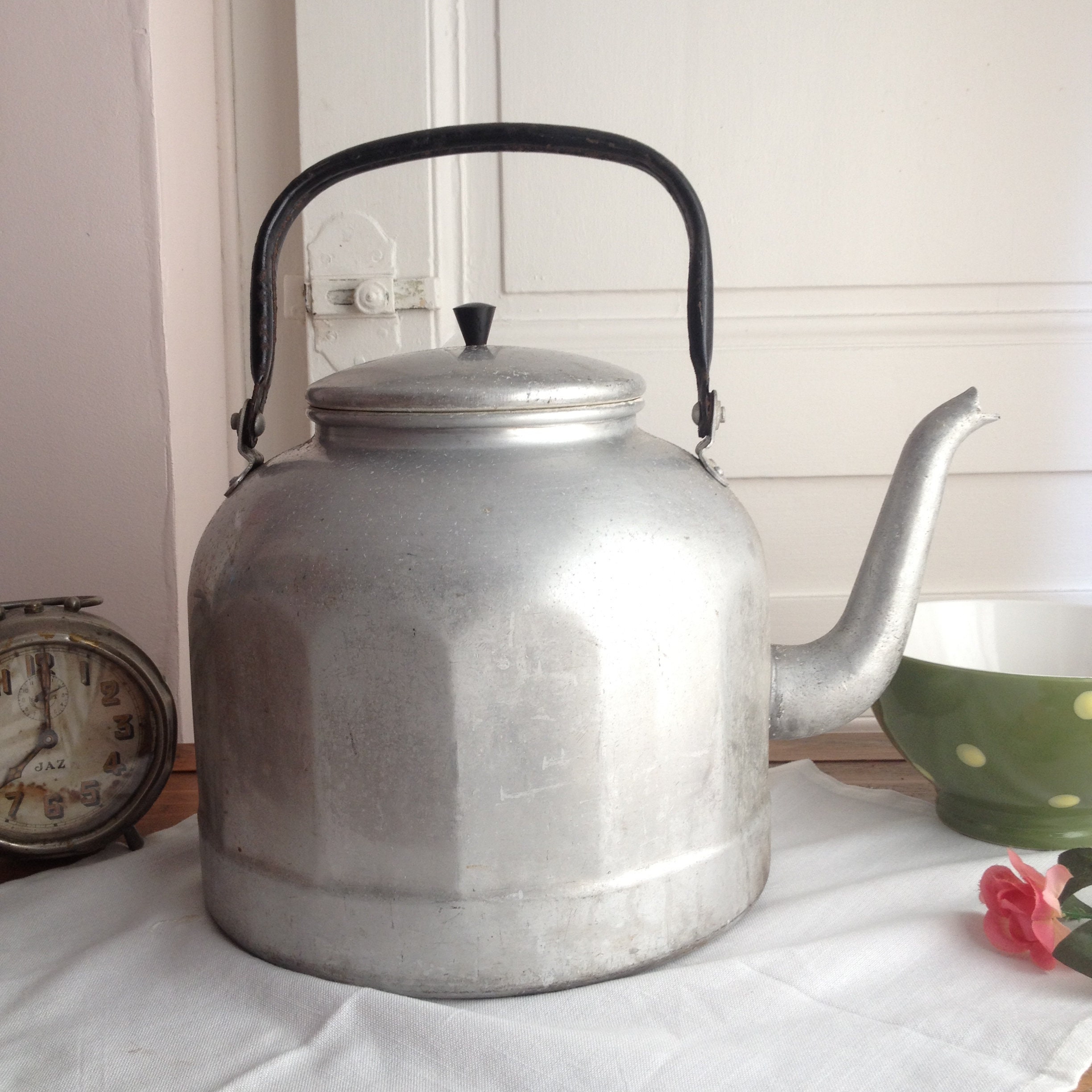 French vintage kettle. Giant aluminum kettle. 8 litres. Extra Etsy
