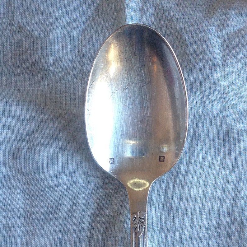 Rococo spoon Foliage and leaves chiseled trim French vintage silver plated dessert spoon