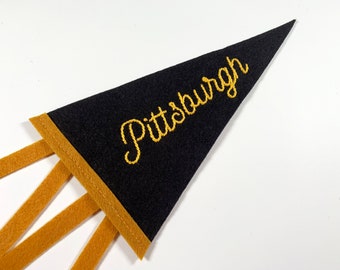 Pittsburgh Hand-Embroidered Felt Pennant Flag