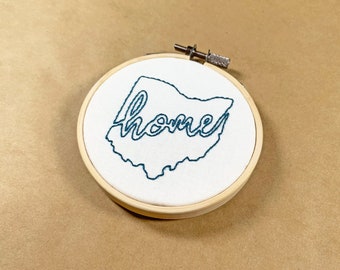 Ohio Home || 3 inch Mini Embroidery Hoop Art || Multiple Colors Available