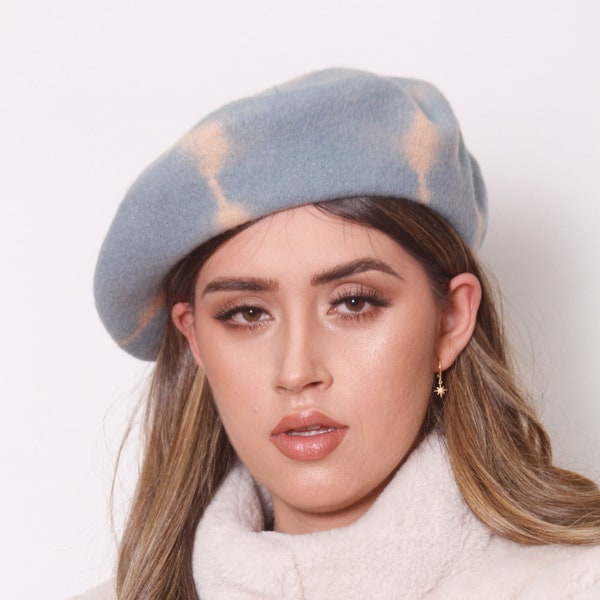 EMILY tie dye beret/ french beret/ tie dye hat/ women sun hat/ fall hat/ women winter hat/ warm beret/ wool beret/emily in paris hat