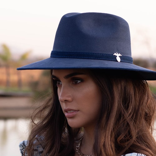HAZIEL NAVY BLUE Fedora Hat/hats Women 