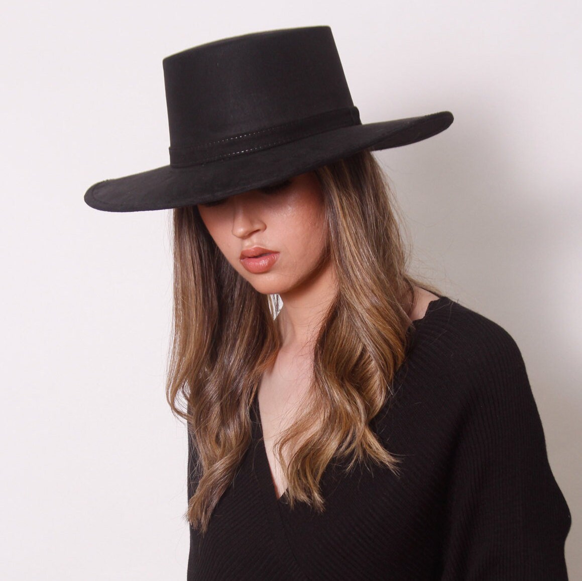 MARIA BLACK BOATER hat/black fedora hat/black hat women/bolero | Etsy