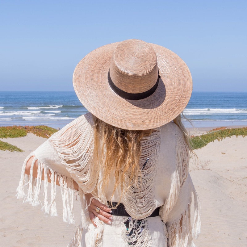 ARIA PALM HAT/ straw boater hat/beach 