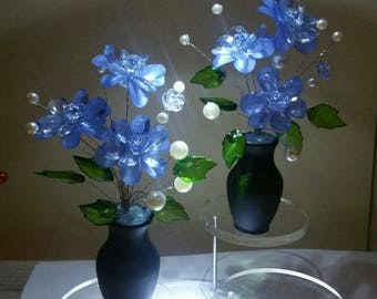 Set Of 2 Flower Vase Set Desk Set Beaded Flower Vase Etsy