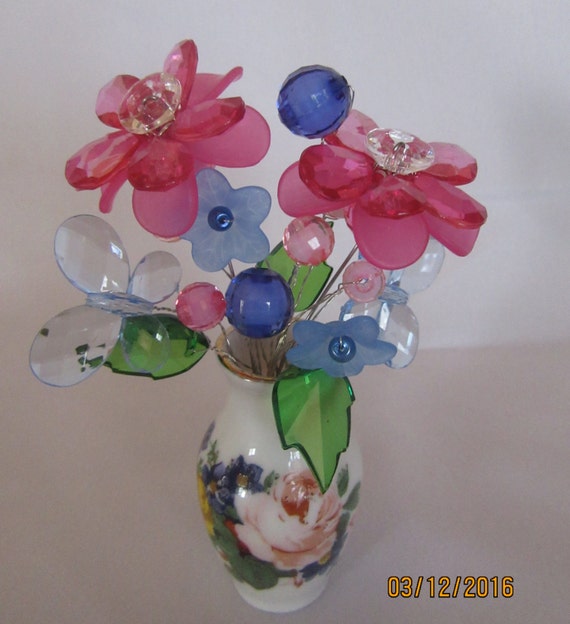 Flower Vase Bead Flower Cleoandcalleigh Acrylic Flower Etsy