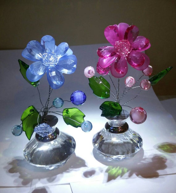 Set Of 3 Flower Vase Set Desk Set Beaded Flower Vase Etsy