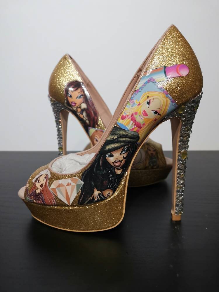 gold high heel shoes uk