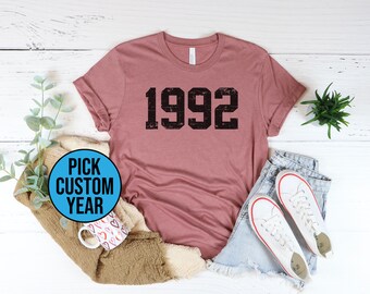 1992 Grunge Distressed, Unisex T-Shirt , Birthday Shirt, Nineties Shirt, Born in the 90s, Gift For Her Him Dirty Thirty CUSTOMIZABLE