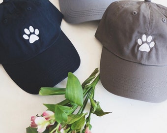 Embroidered Paw Print Hat | Garment Washed Cotton Twill